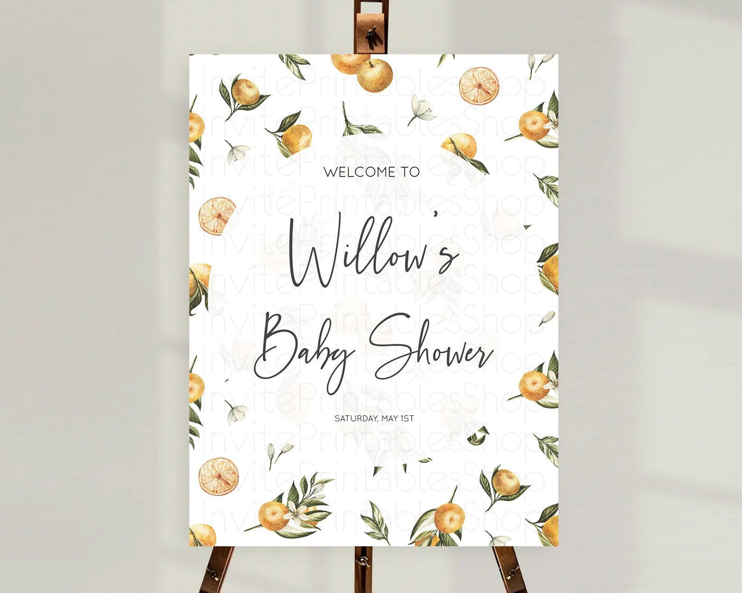 Citrus Baby Shower Welcome Sign Lemon Welcome Sign Orange Welcome Sign Citrus Welcome Poster Citrus Floral Decor Baby Welcome Board D10545
