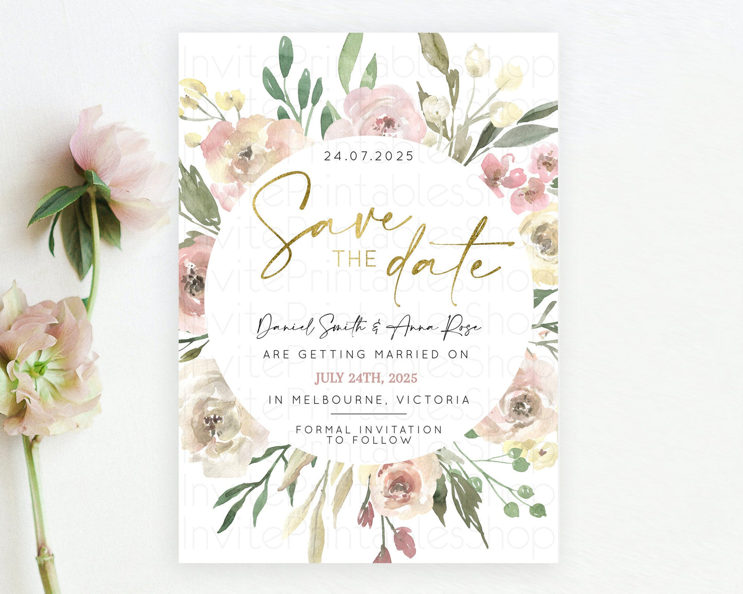 Wildflower Save The Date Template Secret Garden Save The Date Pastel Floral Garden Party Boho Flowers Birthday Baby Shower Wedding D10202