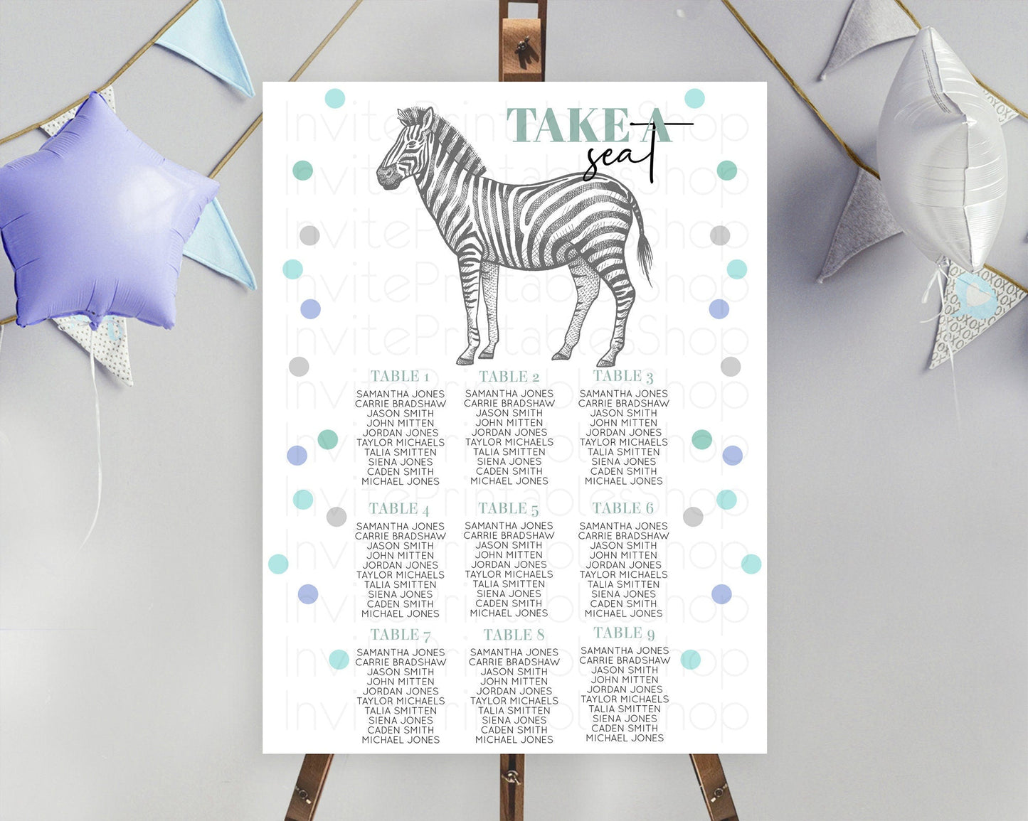 Zebra Seating Chart Zebra Seating Sign Zebra Take A Seating Chart Zebra Safari Adventure Decor Zoo Party Zebra Palm Leaf Decor D10856