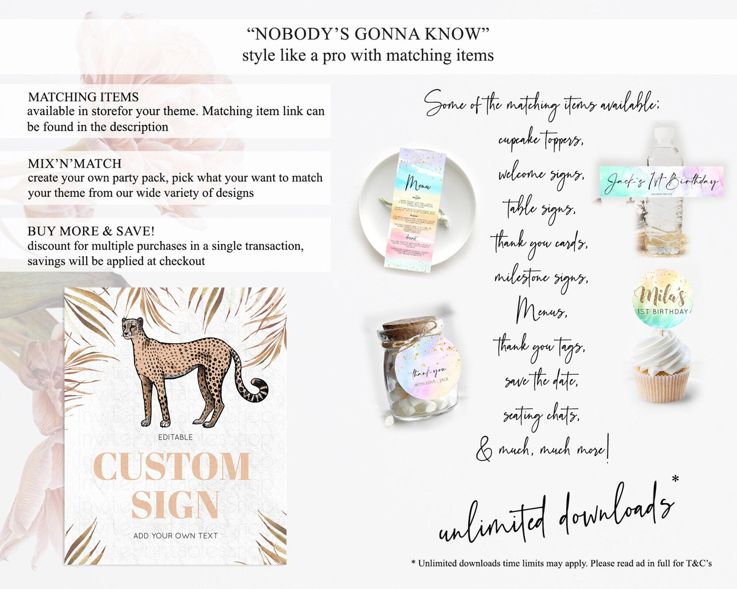 Cheetah Sign Cheetah Party Sign Template Safari Adventure Table Sign Decor Cheetah Minimal Theme 1st Birthday Baptism Baby Shower D10291