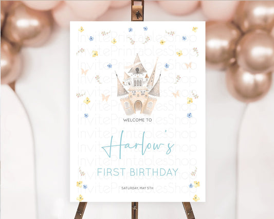 Princess Birthday Welcome Sign Castle Welcome Board Secret Garden Enchanted Castle Pastel Floral Garden First Birthday Welcome Sign D10365