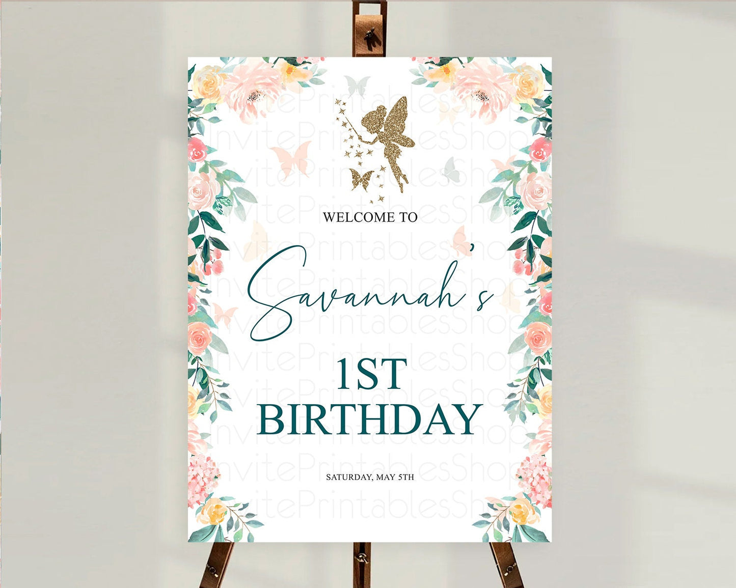 Fairy Welcome Sign Fairy Welcome Board Enchanted Garden Pastel Floral Butterfly Decor Secret Garden First Birthday Welcome Sign D10239