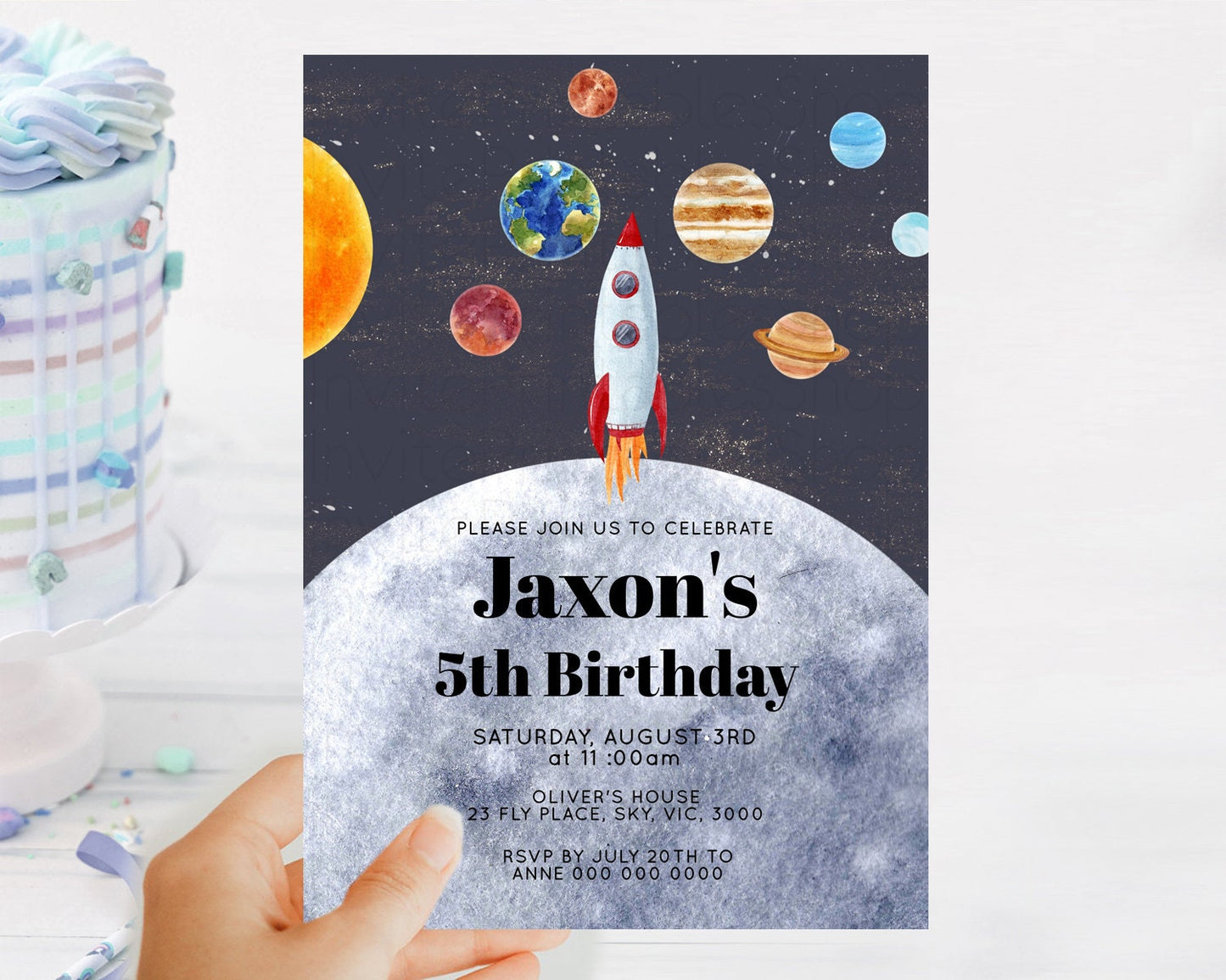 Space Birthday Invitation Space 1st Birthday Invites First Trip Around the Sun Invite Sky Stars Planets Milkyway Solar System Invite D10430