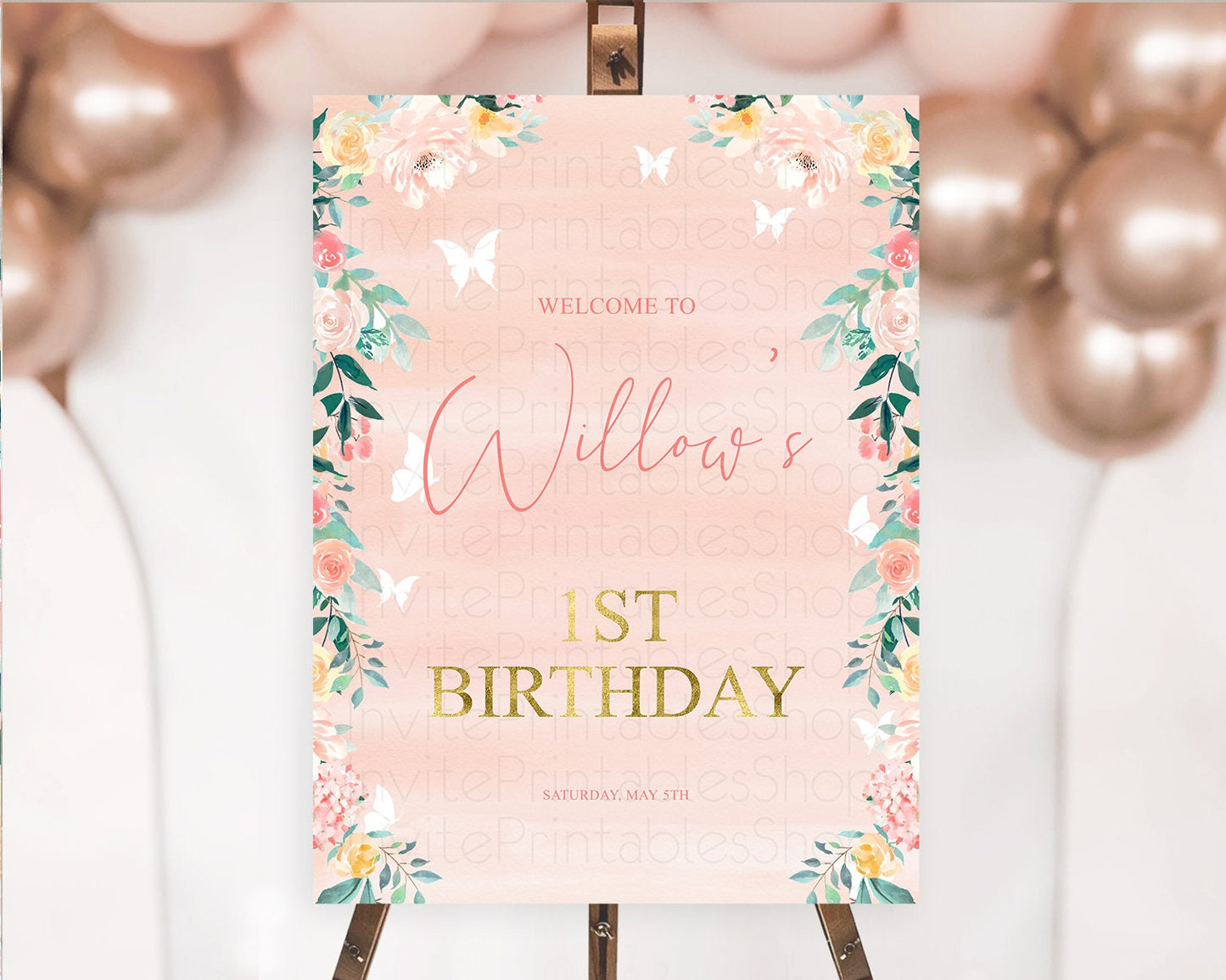 Secret Garden Welcome Sign Wildflower Welcome Board Pastel Flower Garden Welcome Poster Boho Wildflower First Birthday Welcome Sign D10245