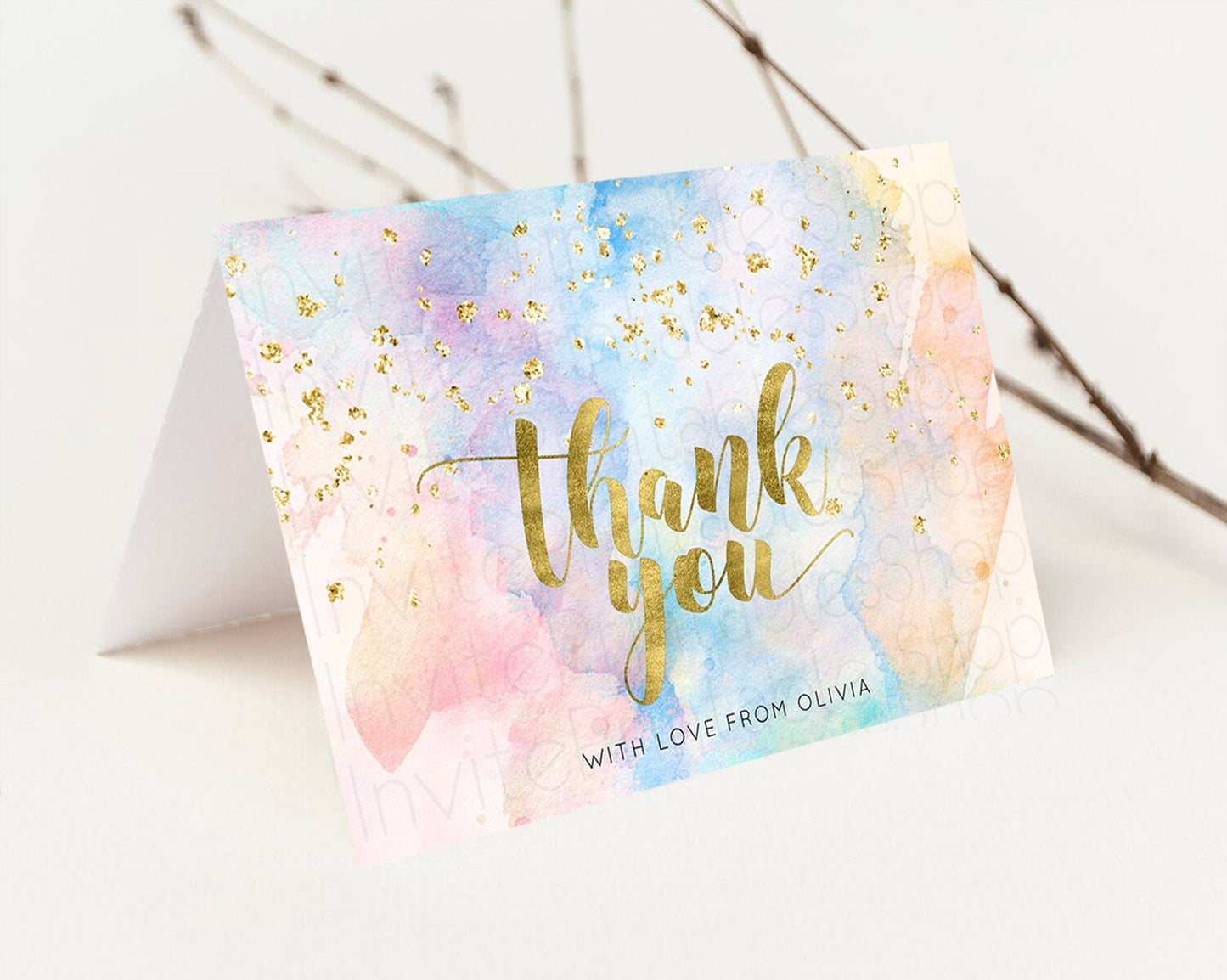 Editable Pastel Thank You Rainbow Thank You Card Colorful Pastel Birthday Th