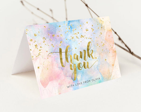 Editable Pastel Thank You Rainbow Thank You Card Colorful Pastel Birthday Th
