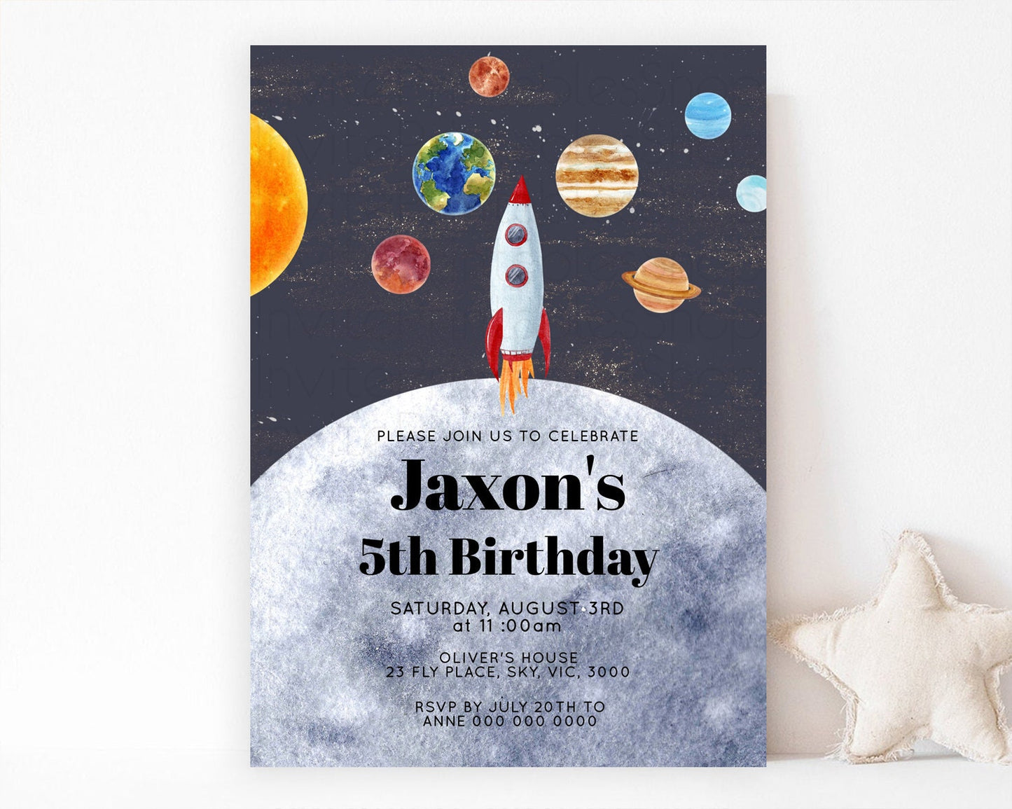 Space Birthday Invitation Space 1st Birthday Invites First Trip Around the Sun Invite Sky Stars Planets Milkyway Solar System Invite D10430