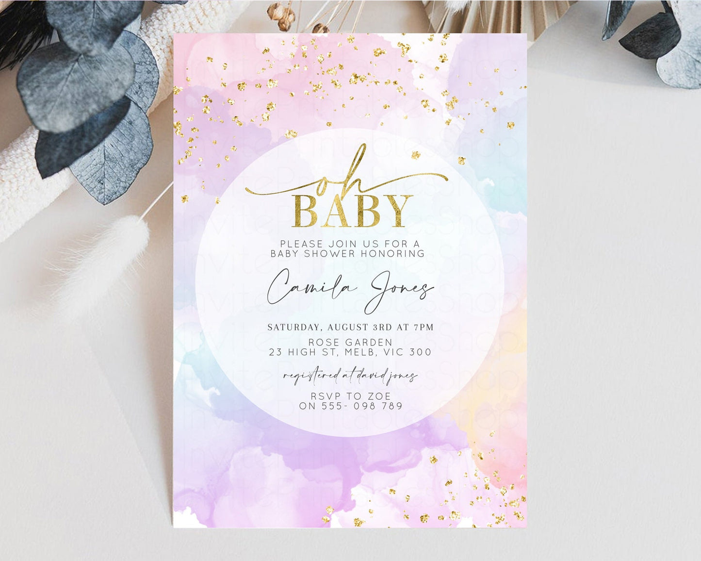Pastel Baby Shower Invitation Rainbow Baby Shower Invitation Watercolor Ombre Invitation Rainbow Pastel Invite Colorful Glitter Shower 599v1