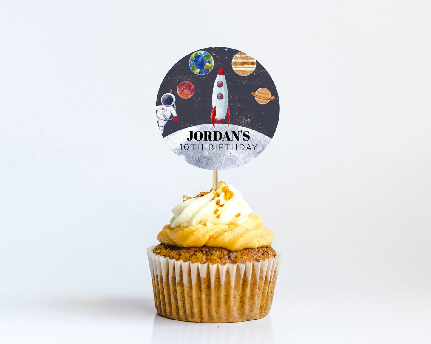 Space Cupcake Toppers Space Decor First Trip Around the Sun Decor Decor Sky Stars Planets Milkyway Solar System Cupcake Topper D10430
