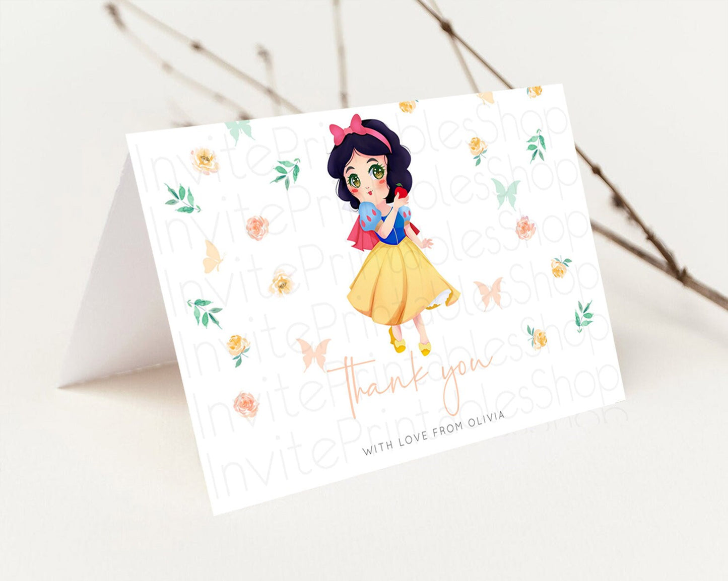 Princess Thank You Castle Thank You Card Secret Garden Birthday Thank You Card Enchanted Castle Pastel Floral Teacher Thank You Card D10356