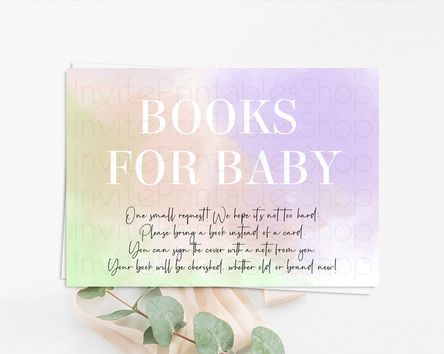 Pastel Books For Baby Card Pastel Rainbow Book Insert Colorful Ombre Watercolor Book Card Confetti Glitter Baby Book Poem Request D10371