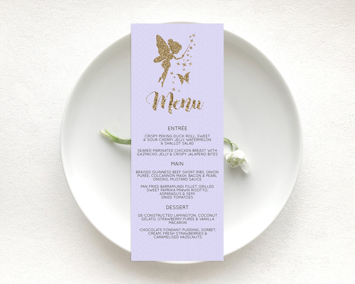 Fairy Menu Fairy Menu Template Enchanted Garden Pastel Floral Butterfly Table Decor Fairy Secret Garden Dinner Dessert Food Menu D10389