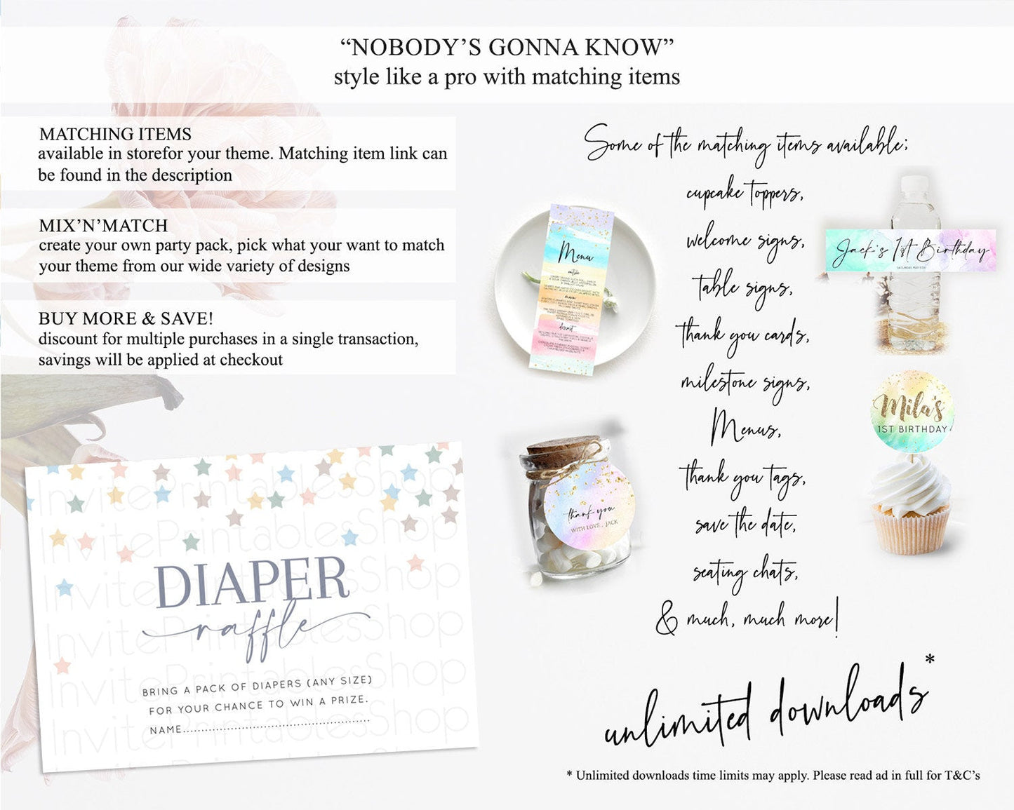 Pastel Star Diaper Raffle Card Shooting Star Diaper Raffle Insert Twinkle Little Star Diaper Ticket Rainbow Confetti Raffle Game D10795