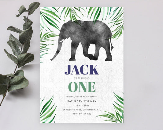Editable Elephant Birthday Invitation Elephant Invitation Elephant Birthday