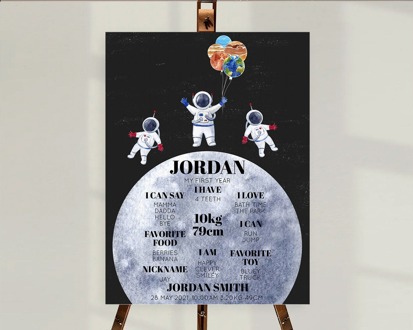 Space First Birthday Milestone Poster Space Milestone Board First Trip Around the Sun Planets Solar System ONE year Birthday Sign D10430