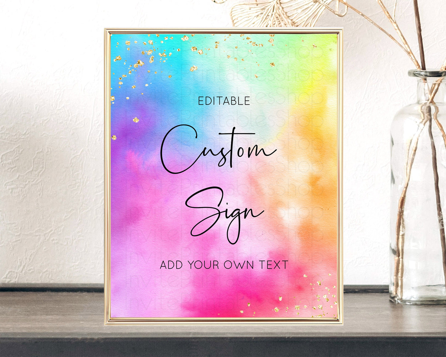 Tie Dye Sign Ombre Table Sign Decor Rainbow Pastel Ombre Watercolor Party 1st Birthday Baptism Baby Shower Bridal Shower Wedding D10456