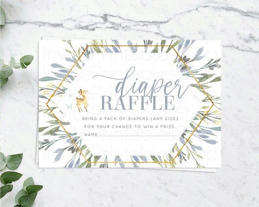 Editable Fawn Diaper Raffle Card Deer Diaper Insert Floral Deer Diaper Ticke