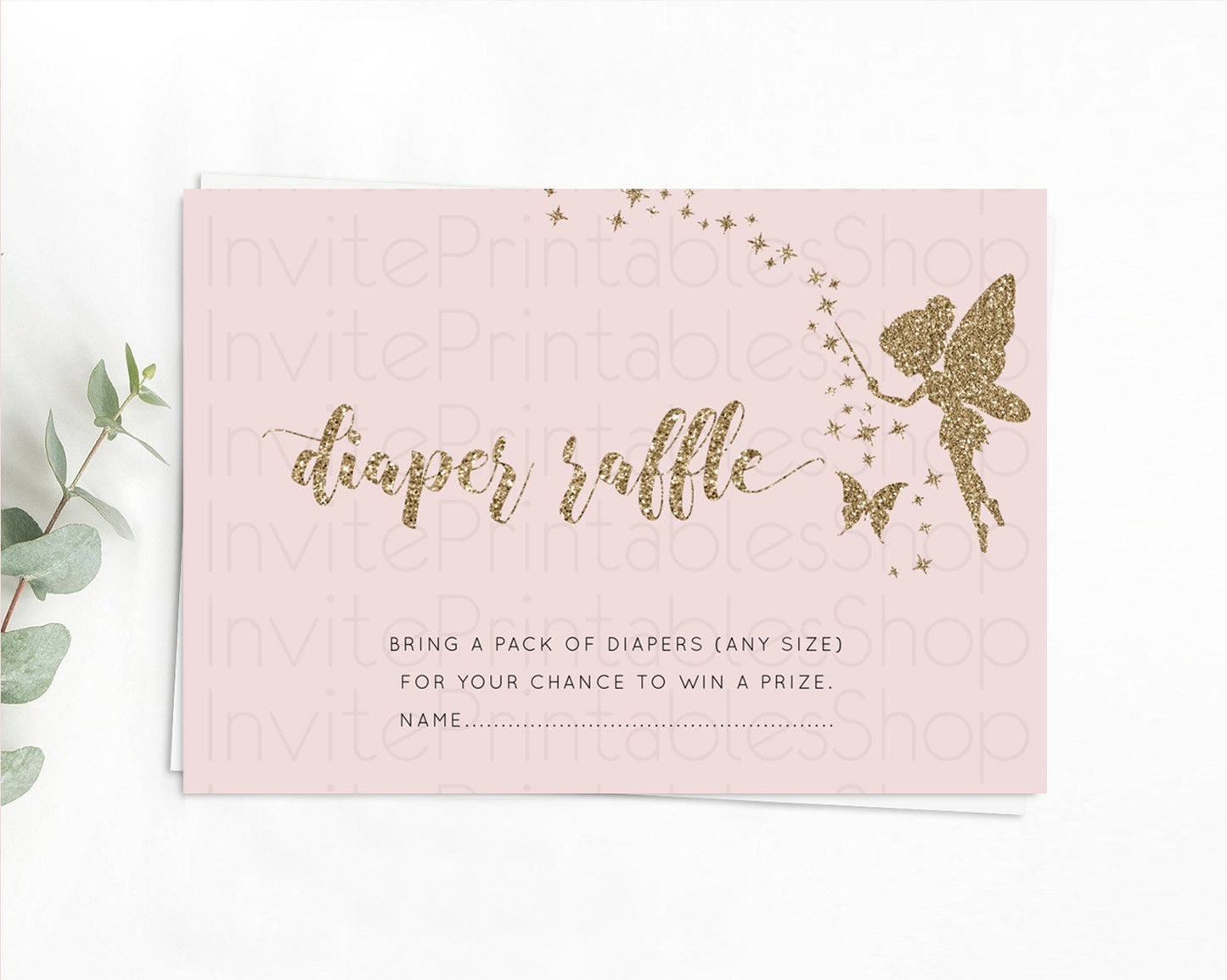 Fairy Diaper Raffle Card Fairy Diaper Insert Enchanted Garden Fairy Diaper Ticket Pastel Floral Butterfly Secret Garden Raffle Game D10899