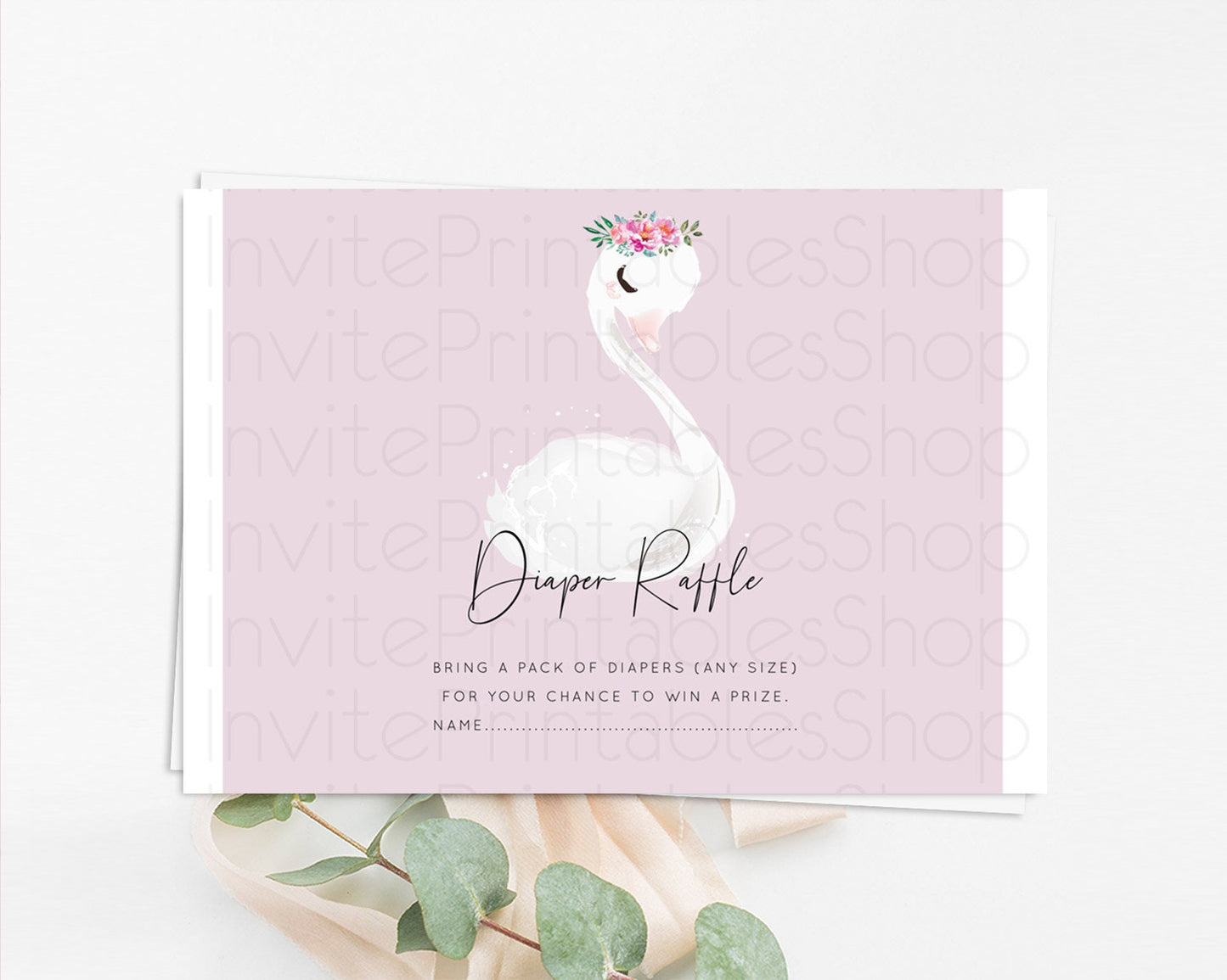 Swan Diaper Raffle Card Swan Princess Ballet Diaper Raffle Insert Enchanted Swan Lake Diaper Ticket Secret Garden Floral Raffle Game D10758