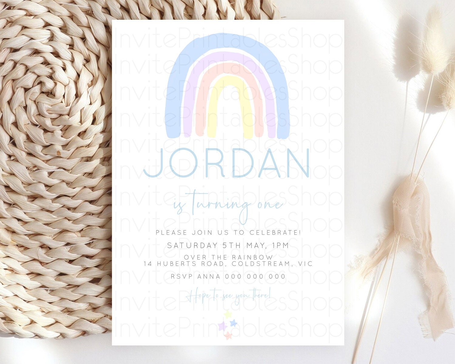 Editable Pastel Rainbow Birthday Invitation Pastel Rainbow Invitation Rainbo