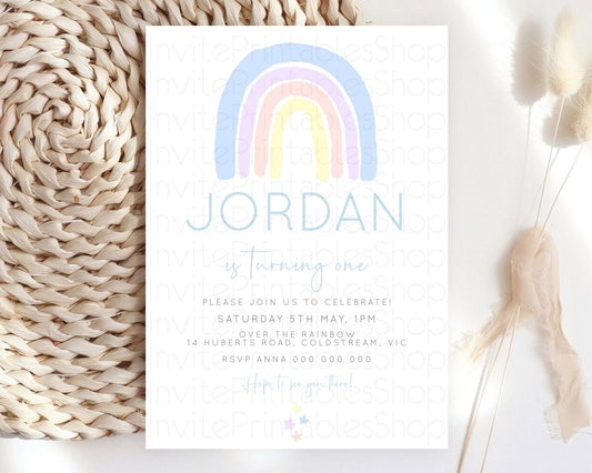 Editable Pastel Rainbow Birthday Invitation Pastel Rainbow Invitation Rainbo