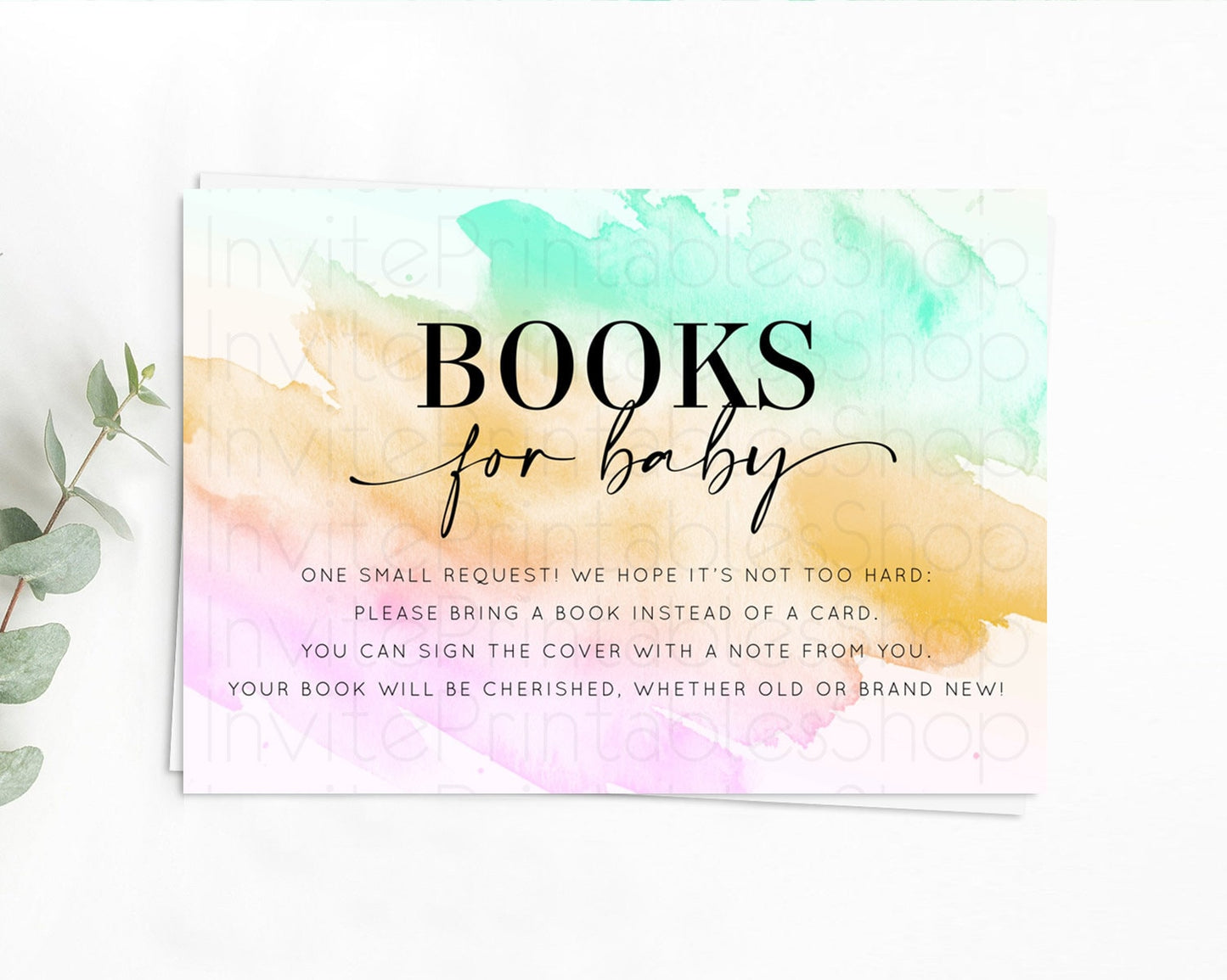 Pastel Books For Baby Card Pastel Rainbow Book Insert Colorful Ombre Watercolor Book Card Confetti Glitter Baby Book Poem Request D10962