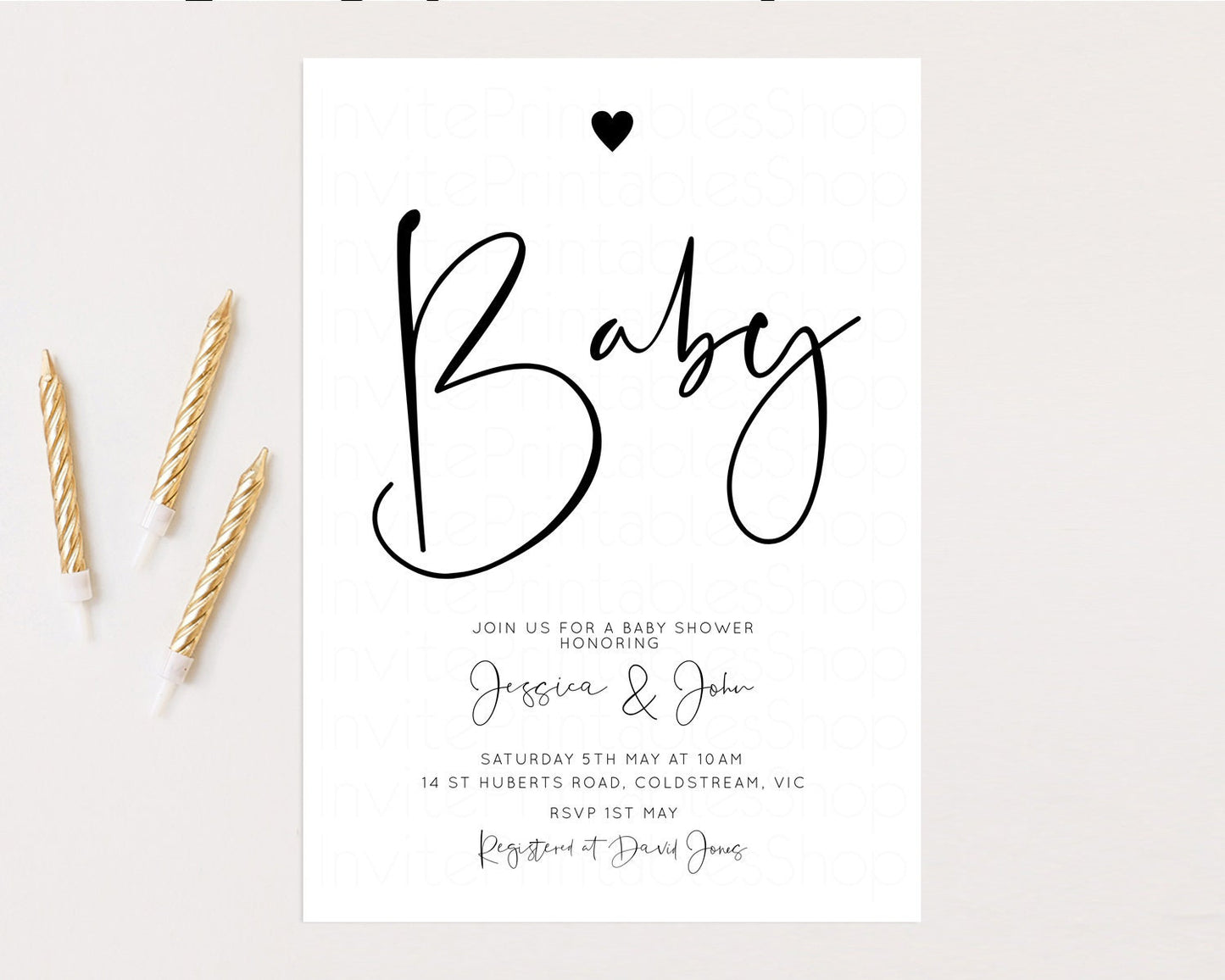 White Black Baby Shower Invitation White Baby Shower Love Heart Invitation Modern Baby Shower Simple Baby Shower wh101