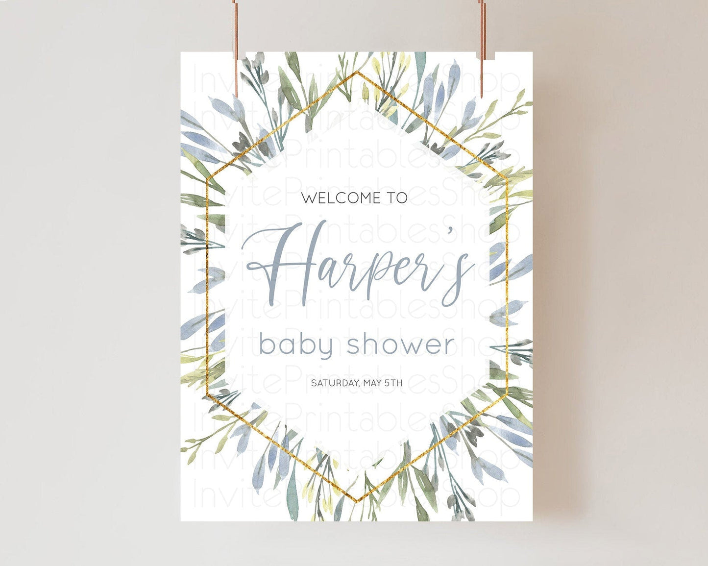 Leafy Baby Shower Welcome Sign Green Leaf Welcome Board Greenery Eucalyptus Fern Spray Leaves Watercolor Boho Garden Welcome Sign D10532