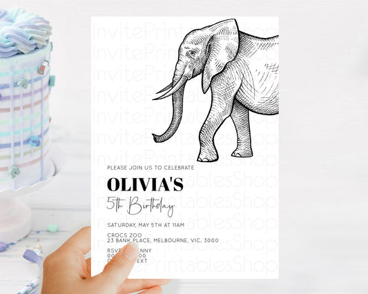 Editable Elephant Birthday Invitation Elephant Invitation Elephant Birthday