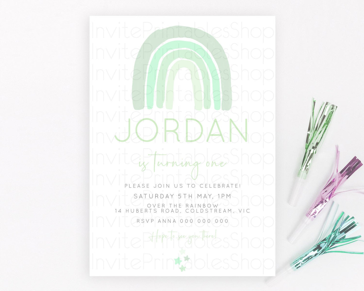 Pastel Rainbow Birthday Invitation Pastel Rainbow Invitation Rainbow Invitation Pastel Invitation Boho Rainbow 1st First Birthday D23099