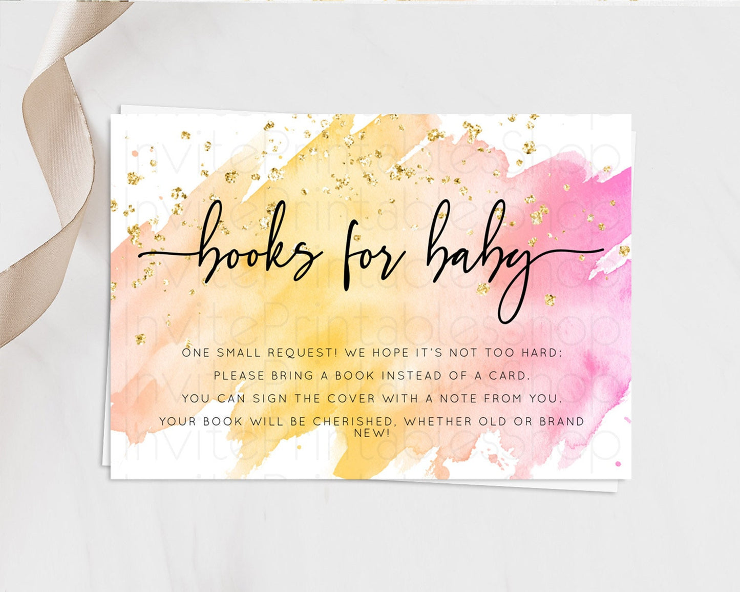 Pastel Books For Baby Card Pastel Rainbow Book Insert Colorful Ombre Watercolor Book Card Confetti Glitter Baby Book Poem Request D10527