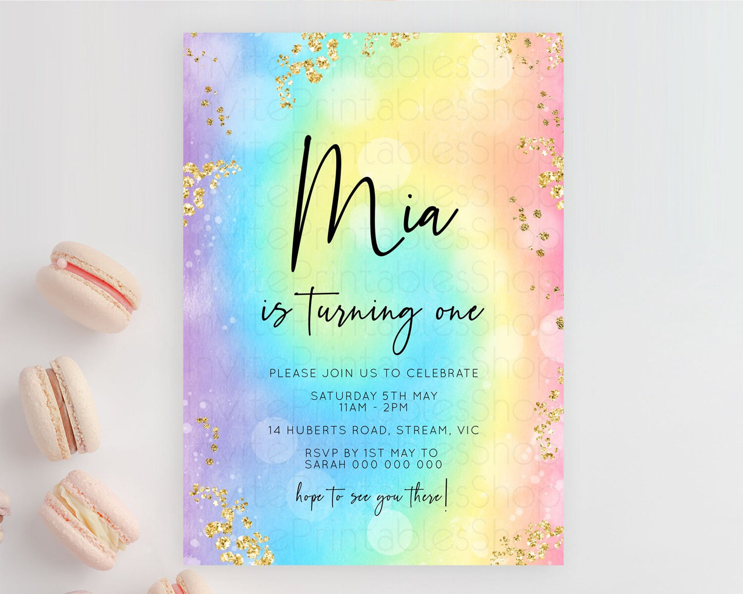 Tie Dye Invitation Rainbow Birthday Invitation Pastel Invitation Colorful Invitation Pastel Rainbow Party 3rd 2nd 1st First Birthday D10568