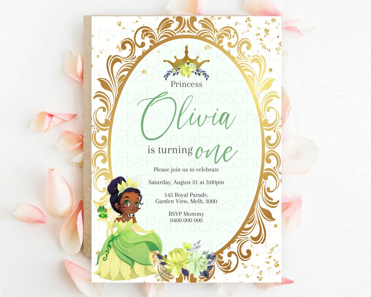 Princess Birthday Invitation Castle Invitation Royal Birthday Fairy Tale Enchanted Mirror Pastel Floral Garden 1st First Birthday D10744