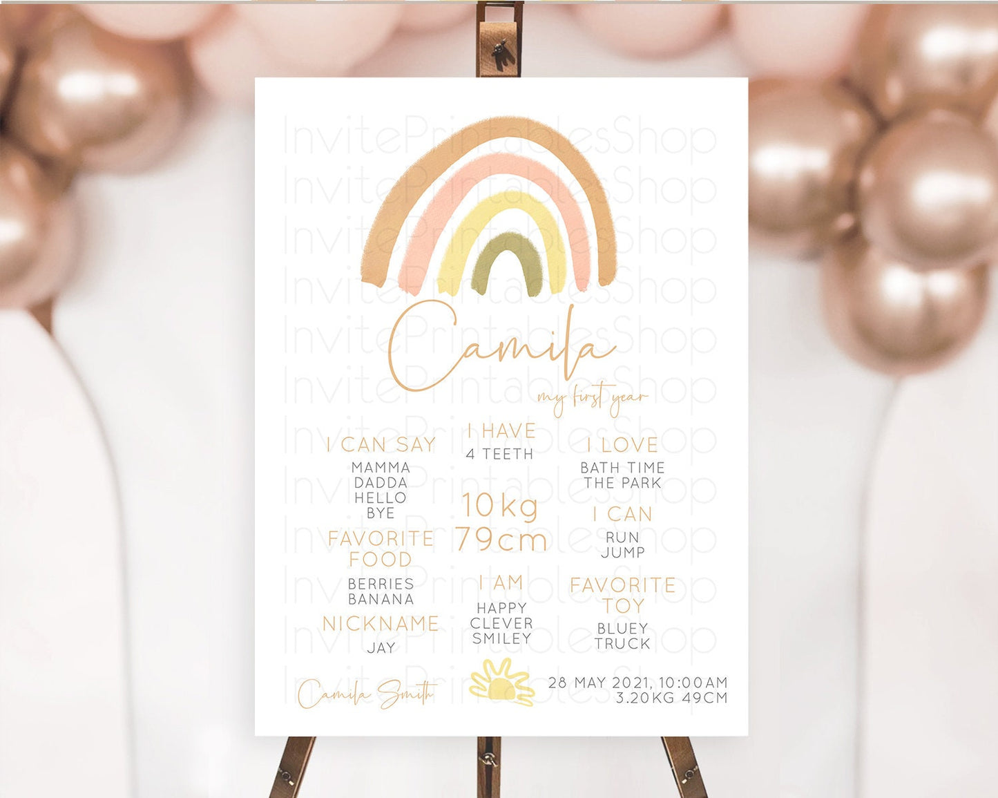 Pastel Rainbow First Birthday Milestone Poster Boho Rainbow Milestone Board Rainbow Milestone Pastel Milestone Rainbow 1st Birthday D10684