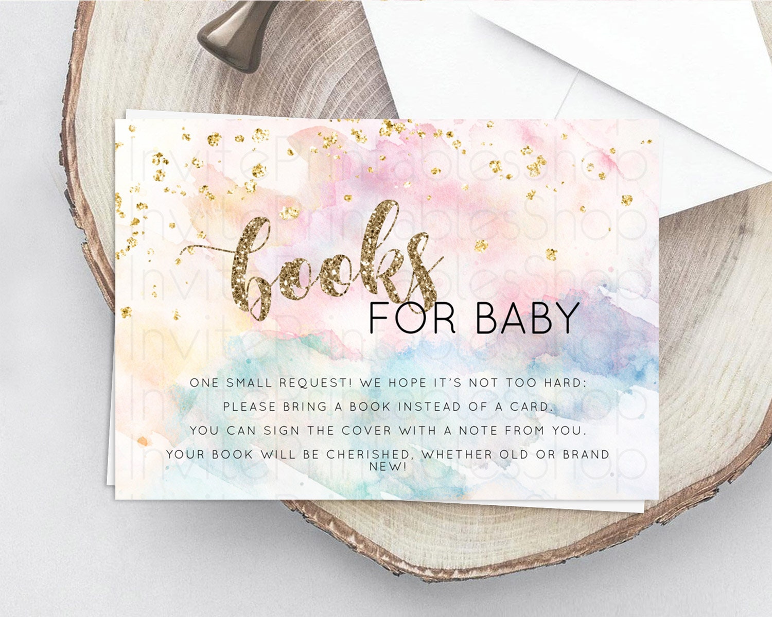 Editable Pastel Books For Baby Card Pastel Rainbow Book Insert Colorful Ombr
