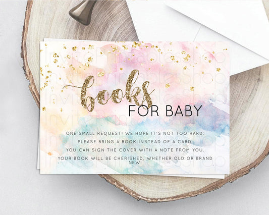 Editable Pastel Books For Baby Card Pastel Rainbow Book Insert Colorful Ombr