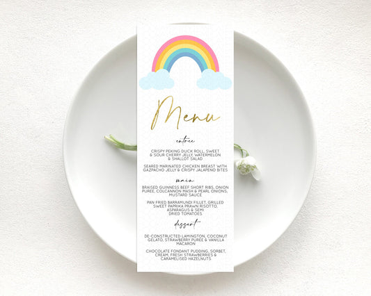 Editable Pastel Rainbow Menu Boho Rainbow Menu Template Rainbow Boho Table D