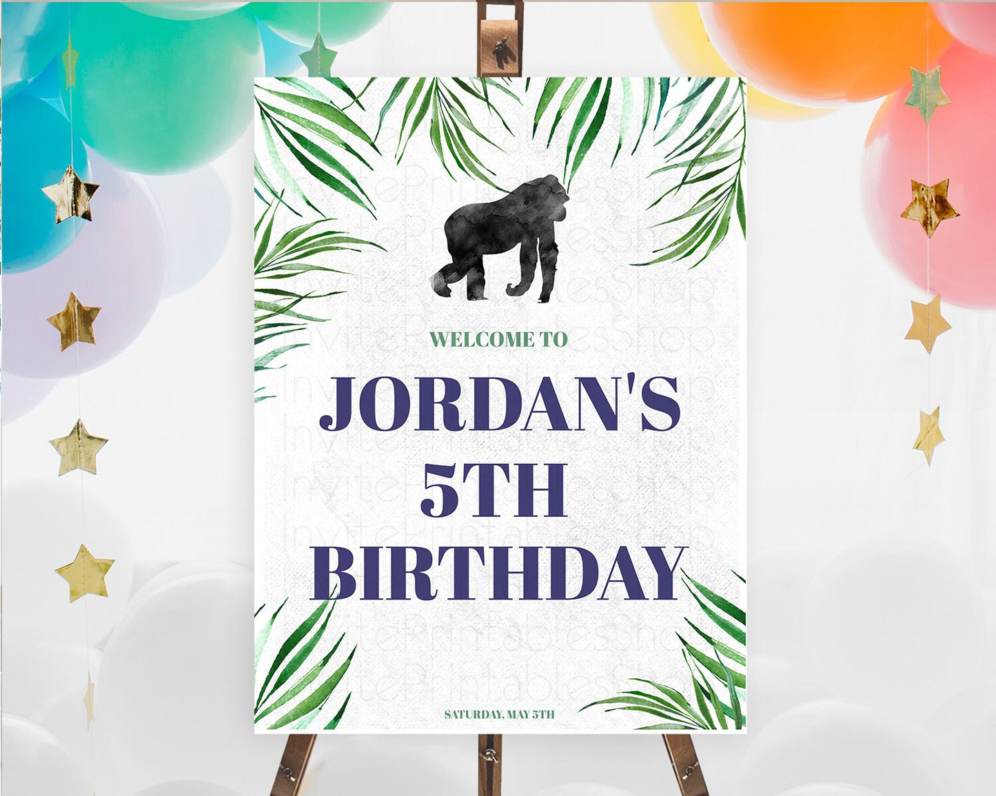 Gorilla Welcome Sign Gorilla Welcome Board Gorilla Party Welcome Poster Safari Adventure Decor Gorilla First Birthday Welcome Sign D10840