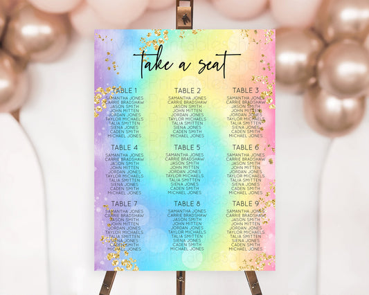 Tie Dye Seating Chart Rainbow Tie Dye Seating Chart Rainbow Colorful Seating Chart Tie Dye Pastel Rainbow Party Decor Take A Seat D10568