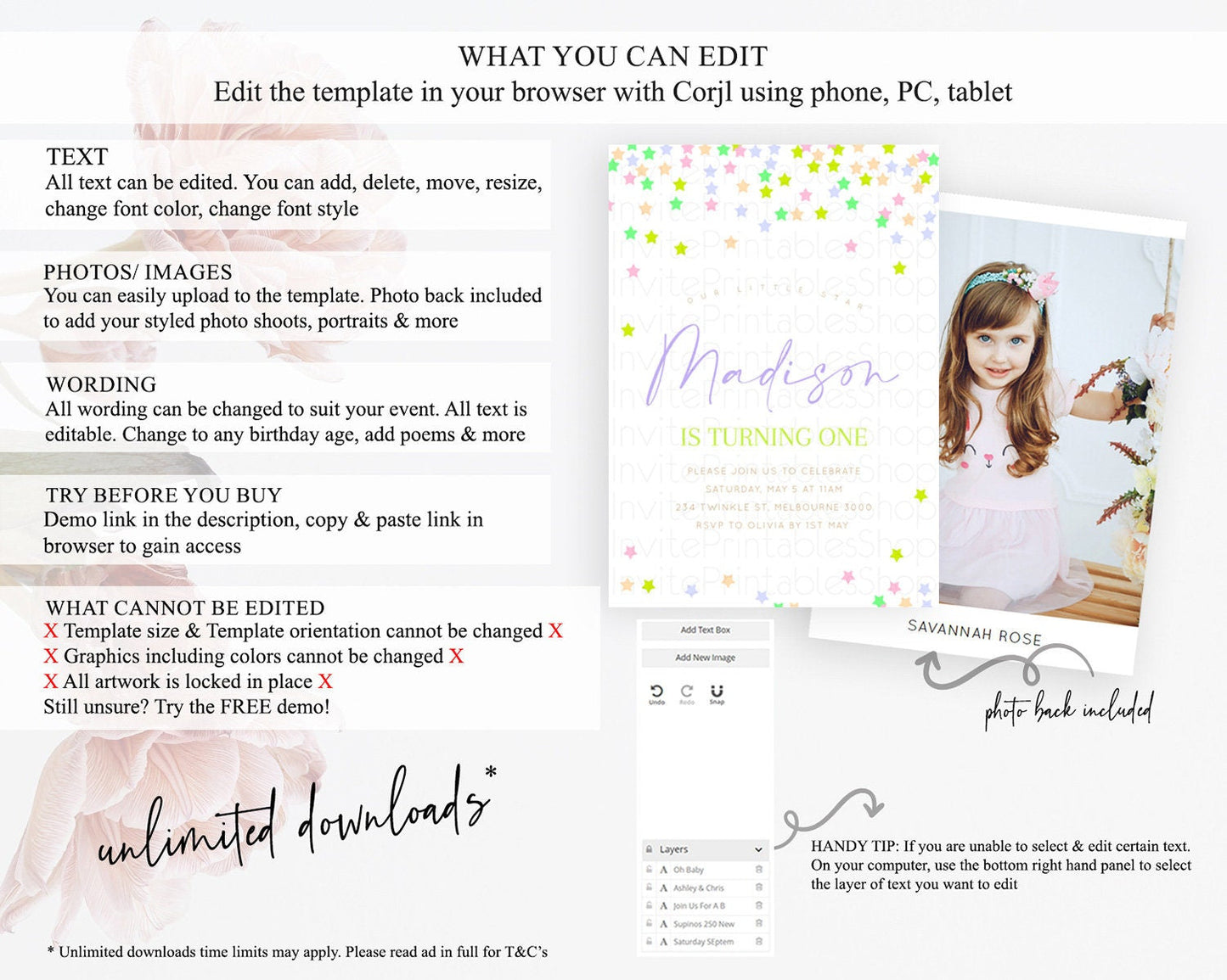 Star Birthday Invitation Pastel Stars Invite Shooting Star Party Rainbow Colorful Confetti Twinkle Little Star 2nd First Birthday D10396