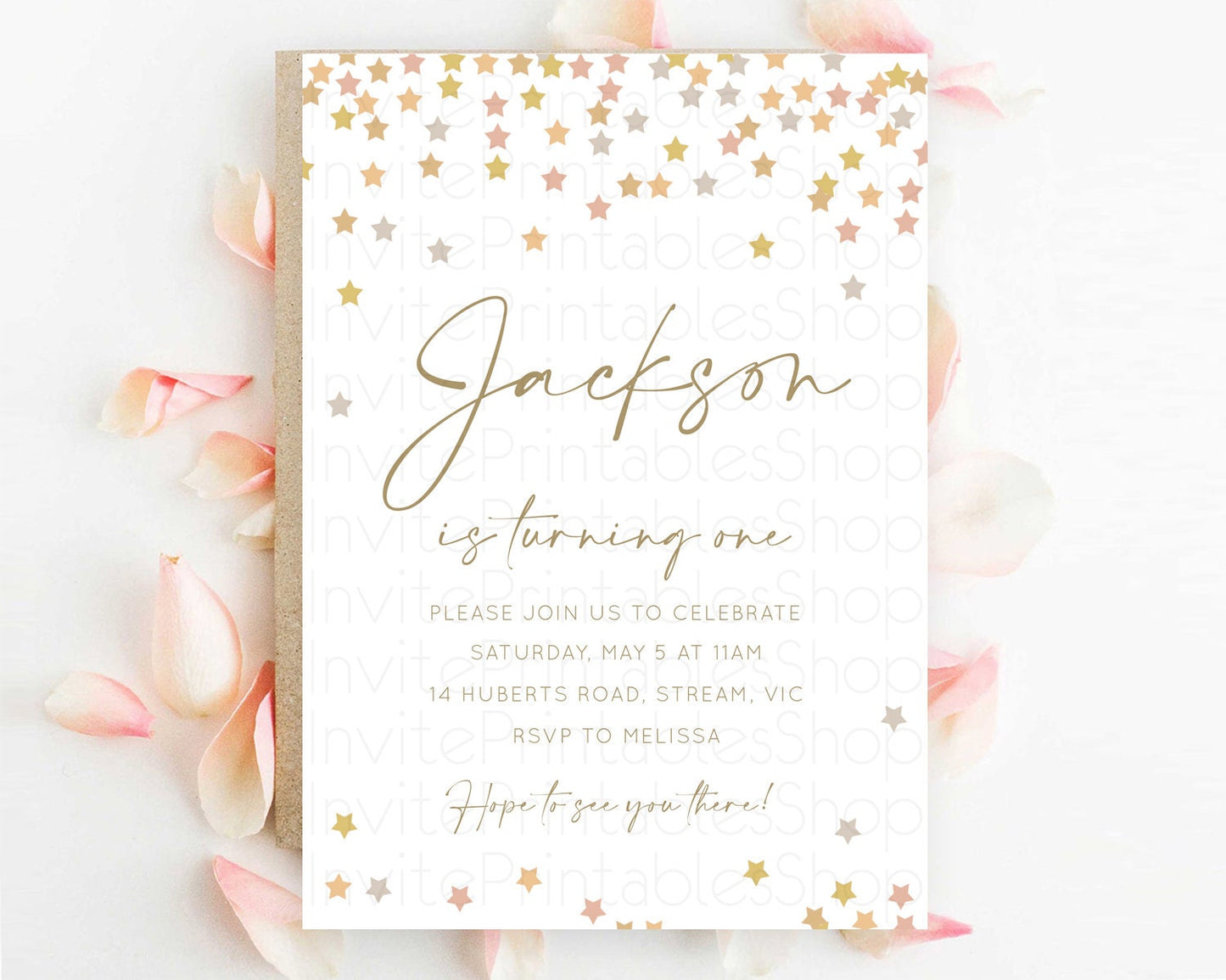 Star Birthday Invitation Pastel Stars Invite Shooting Star Party Rainbow Colorful Confetti Twinkle Little Star 2nd First Birthday D10342