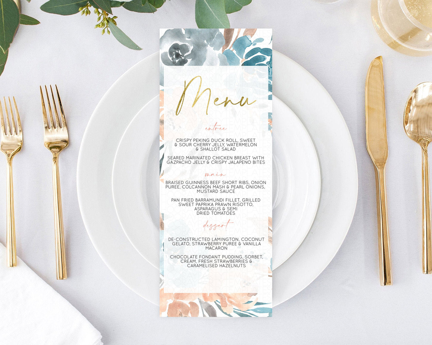 Secret Garden Menu Wildflower Menu Template Pastel Flower Garden Table Decor Boho Floral Dinner Dessert Floral Party Food Menu D10190