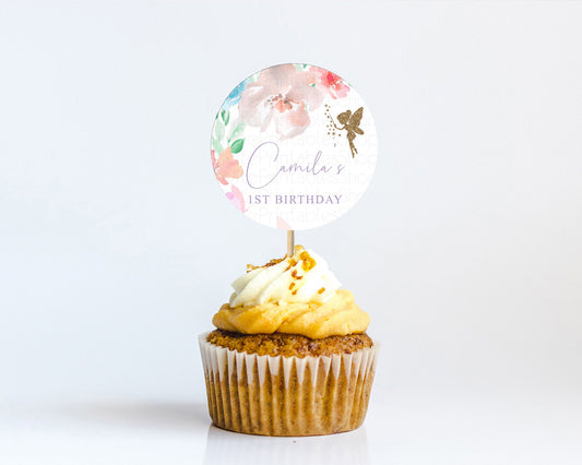 Editable Fairy Cupcake Toppers Pastel Fairy Cupcake Toppers Fairy Floral Gar