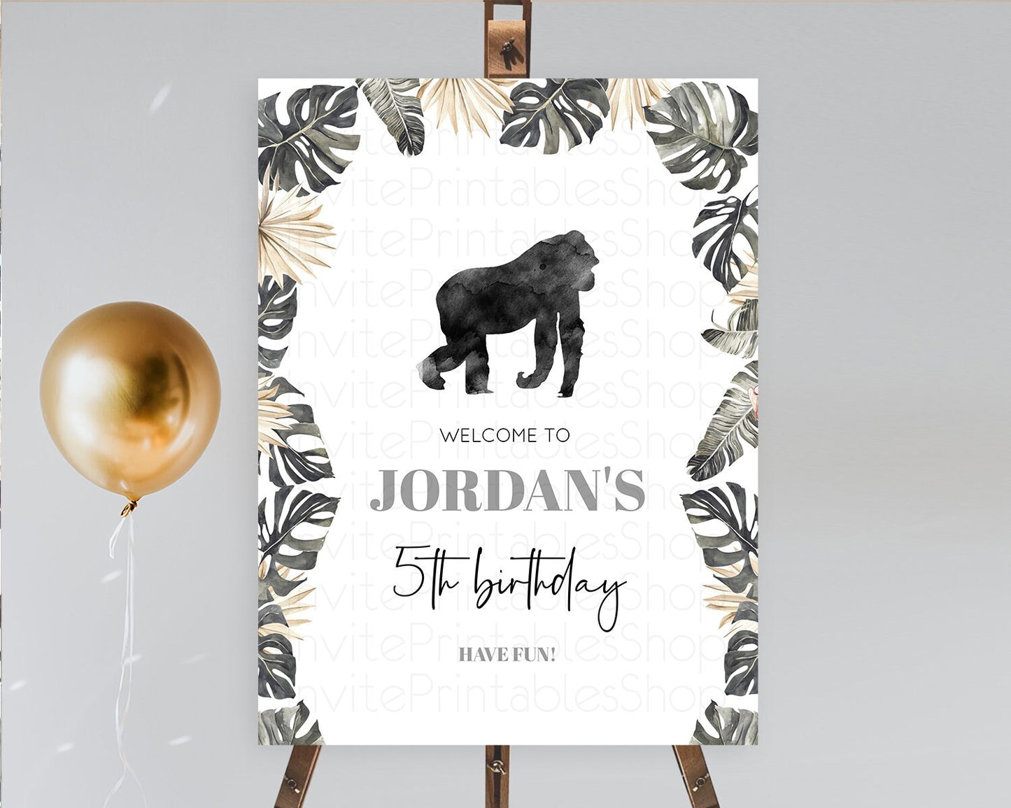 Gorilla Welcome Sign Gorilla Welcome Board Gorilla Party Welcome Poster Safari Adventure Decor Gorilla First Birthday Welcome Sign D10804