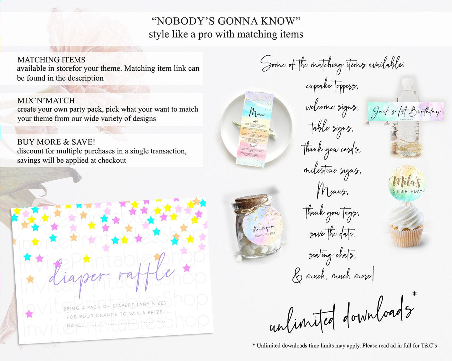 Pastel Star Diaper Raffle Card Shooting Star Diaper Raffle Insert Twinkle Little Star Diaper Ticket Rainbow Confetti Raffle Game D10397