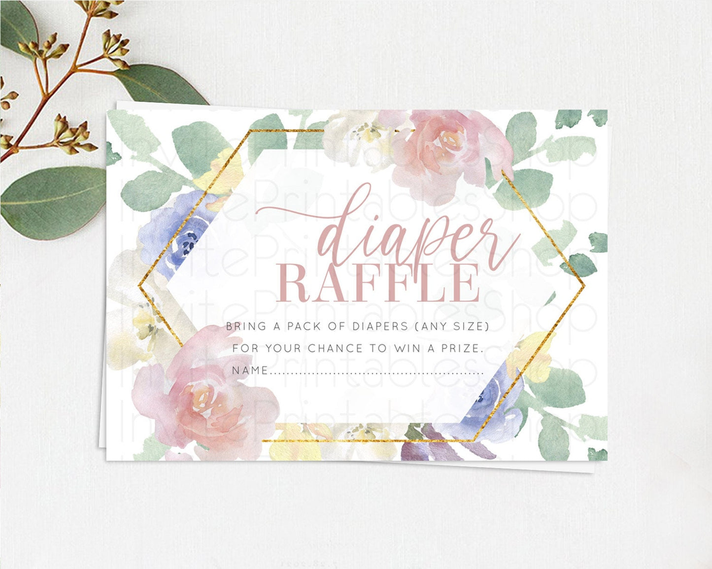 Secret Garden Diaper Raffle Card Boho Wildflower Diaper Raffle Insert Pastel Flower Garden Baby Shower Card Flower Raffle Game D10254