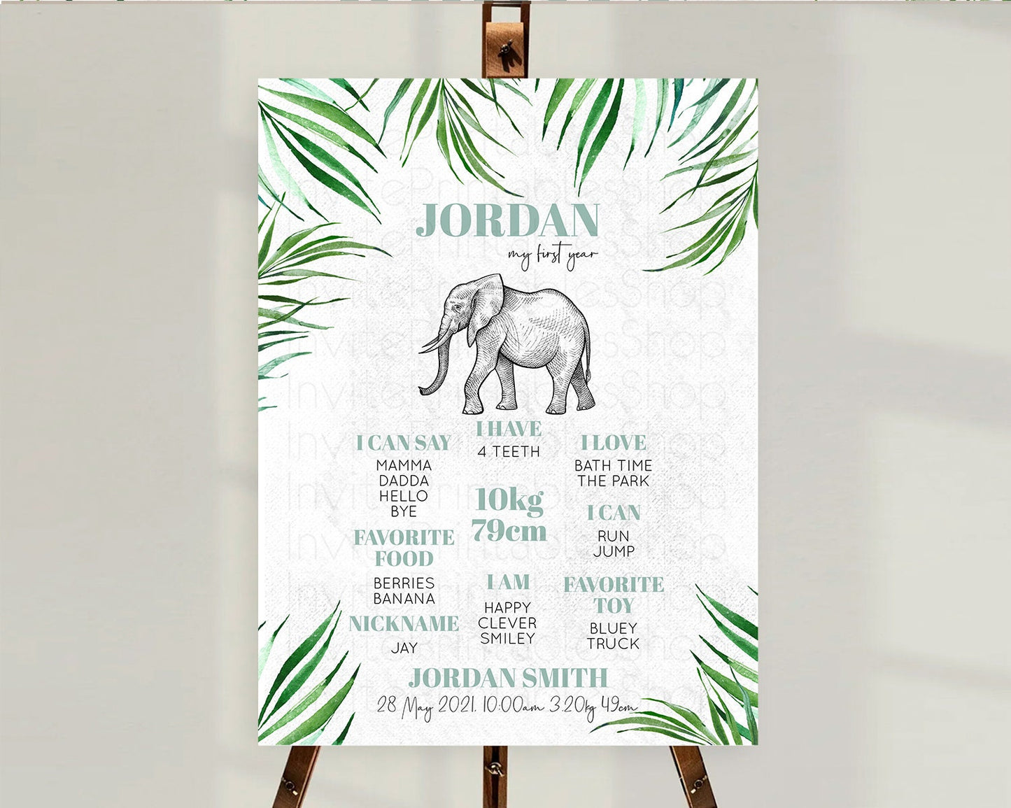 Elephant First Birthday Milestone Board Elephant Milestone Poster One Wild Year Safari Adventure Elephant Zoo Birthday Welcome Sign D10850