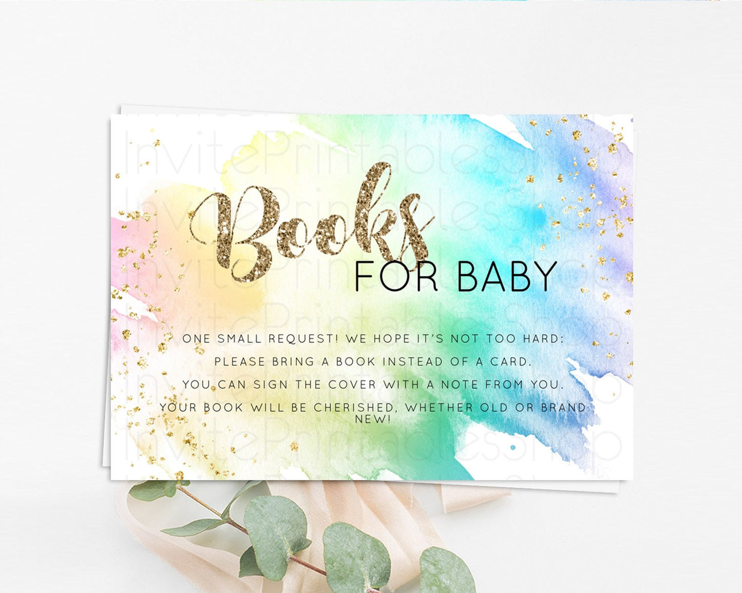 Pastel Books For Baby Card Pastel Rainbow Book Insert Colorful Ombre Watercolor Book Card Confetti Glitter Baby Book Poem Request D10256