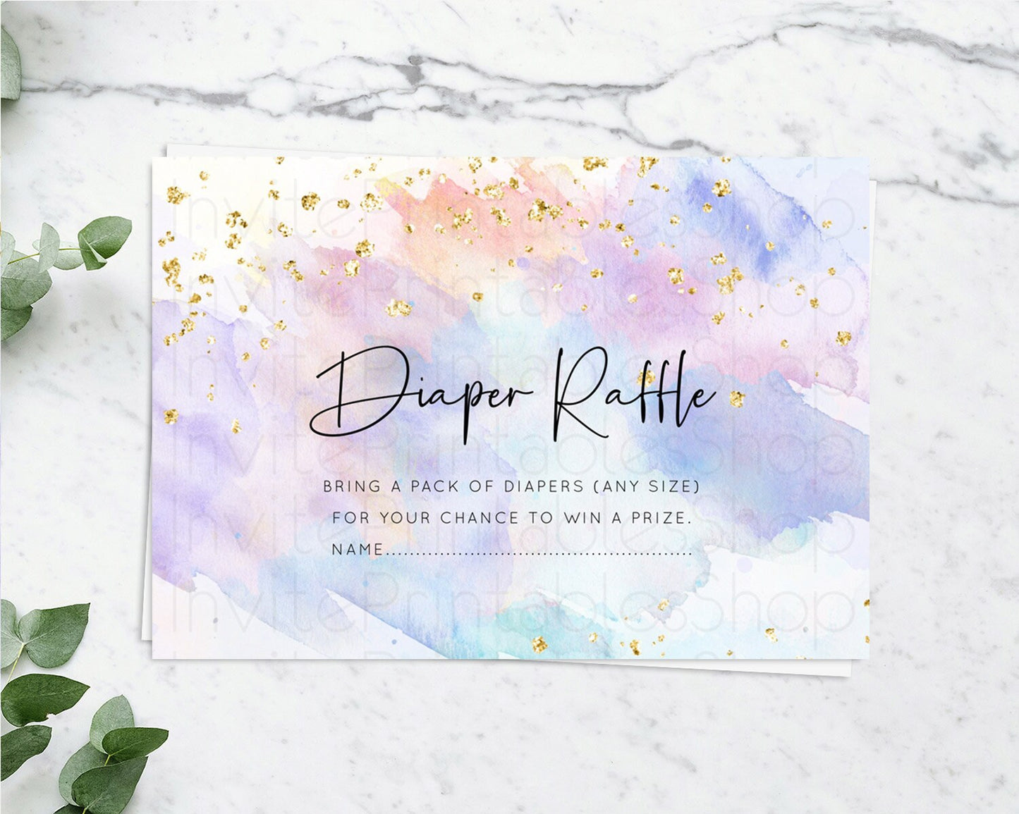 Pastel Diaper Raffle Card Pastel Rainbow Diaper Raffle Insert Colorful Ombre Watercolor Diaper Ticket Confetti Glitter Raffle Game D10583