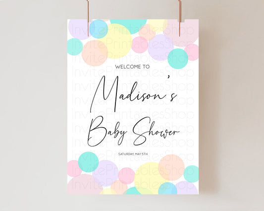 Editable Rainbow Baby Shower Welcome Sign Pastel Welcome Board Pastel Rainbo